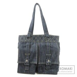 Chanel logo denim tote bag